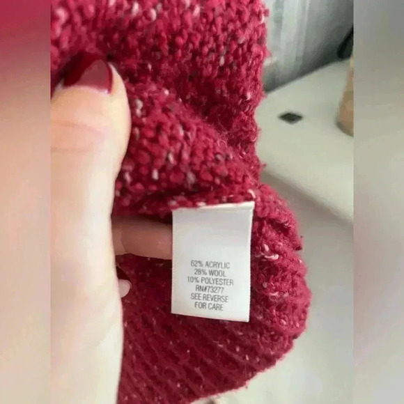 CROFT & BARROW burgundy chunky knit cardigan topper mid length M boho bohemian - Picture 3 of 6